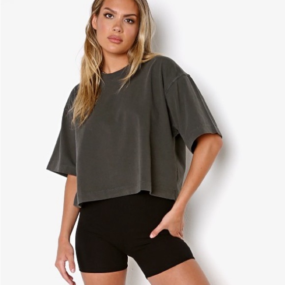 Joah Brown Boxy Crew Cotton Tee Washed Black - Picture 6 of 6